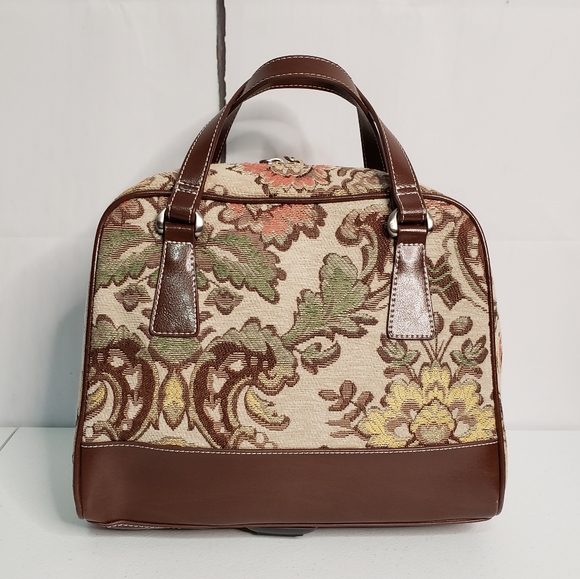 *SOLD* Marlo Floral Tapestry Croc Embossed Handbag - Picture 2 of 8